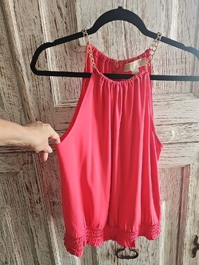 NWOT Michael Kors Coral Halter with Gold Chain Straps - SIZE MEDIUM